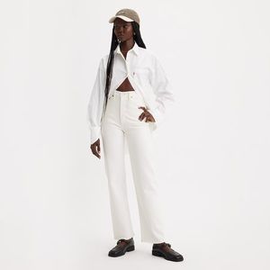 Levi’s Ribcage High-Rise Straight Cropped White Jeans